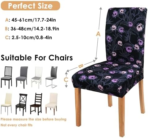 Halloween Goth Skull Chair Covers Set of 6 for Dining Room