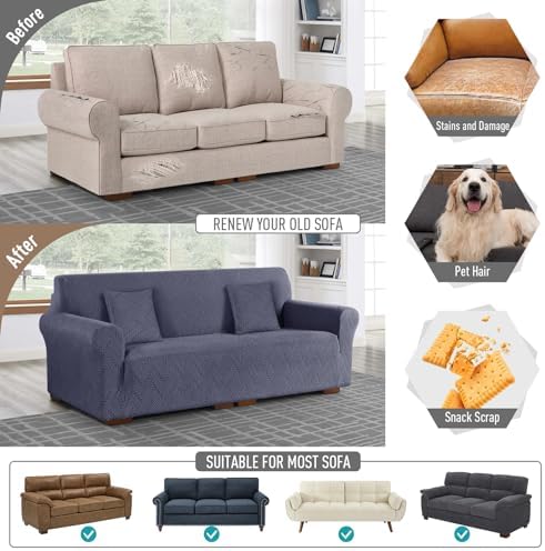 Ruaozz Stretch Sofa Cover for 3 Seater Grey