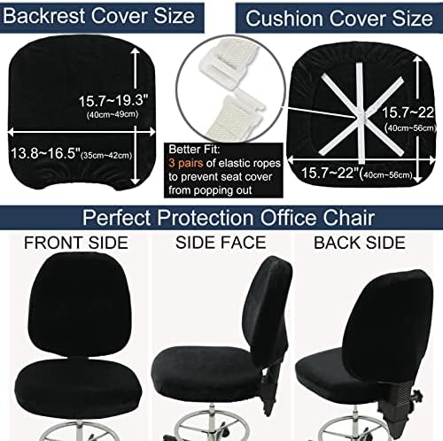 BUYUE Office Chair Cover Set Soft Velvet Slipcover for Desk Chairs