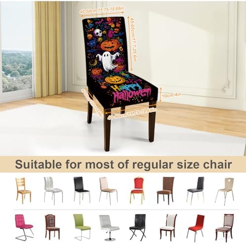 Colorful Halloween Chair Covers Set of 4 1