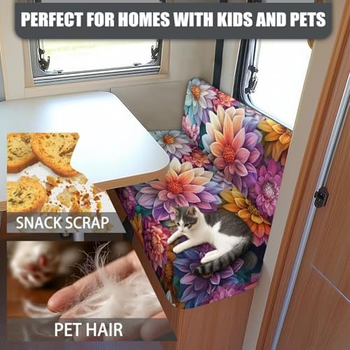 Boho Flower RV Dinette Cushion Covers for Pets and Couches