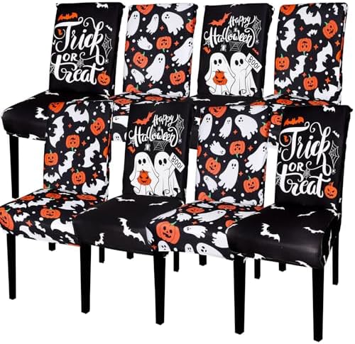 8Pcs Halloween Chair Covers Spooky Decor for Dining Chairs