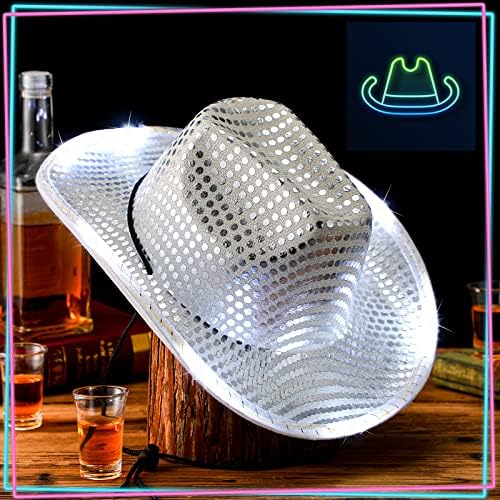 Kigeli 10 Pcs LED Cowboy Hat for Costume