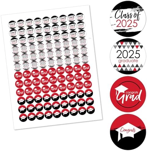 Red Graduation Candy Sticker Favors - 108 Stickers per Sheet