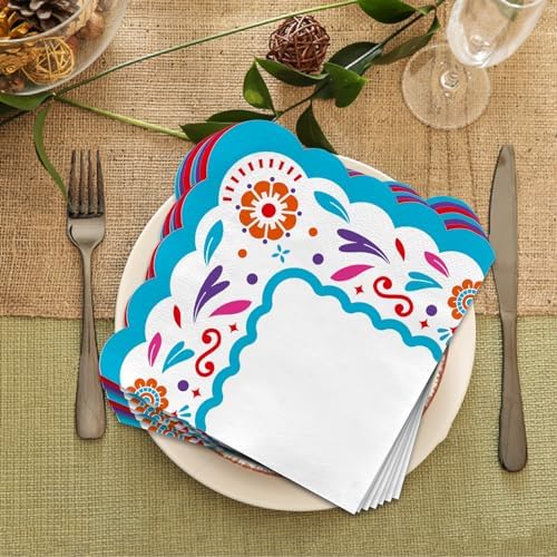 Fiesta Mexican Party Napkins - 48-Pack 3-Ply Disposable