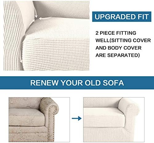 HVERSAILTEX Stretch Sofa Covers 2 Piece for 2 Cushion Couch 1