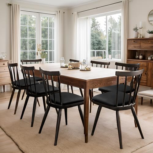 Waterproof PU Leather Seat Covers Set of 6 for Dining Chairs Black