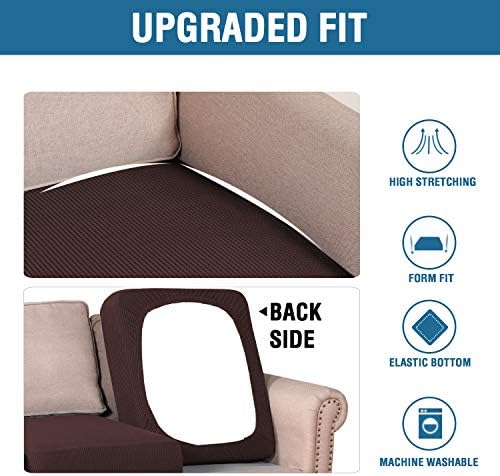 H Versailtex Super Stretch Sofa Slipcover Set of 3 Chocolate
