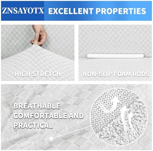 ZNSAYOTX 1 Piece Jacquard Sofa Cover - Extra Large White