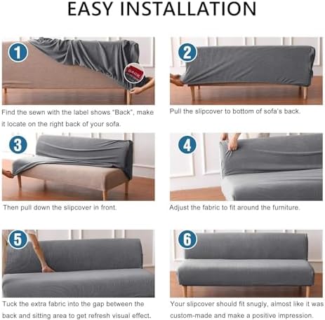 Jacquard Stretch Armless Futon Sofa Slipcover with Elastic Bottom