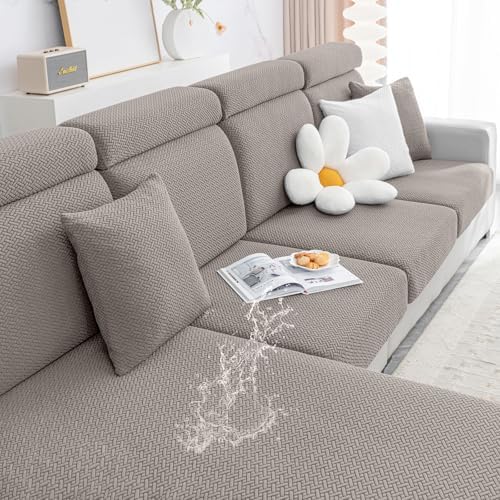 Smiry Waterproof Couch Cushion Covers 3PC Taupe