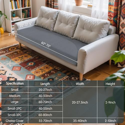 Hokway Stretch Sofa Slipcover Cushion Cover Large Light Grey