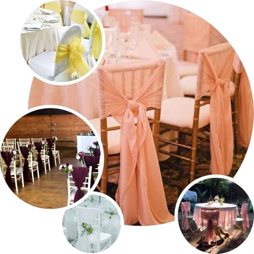Efavormart 5 Pack Mauve Chiffon Chair Sashes