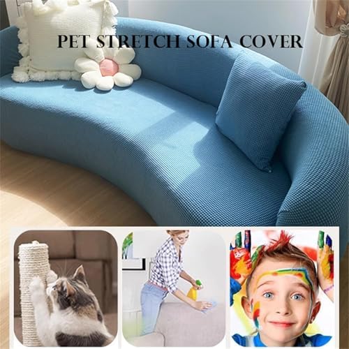 Stretch Semi-Circular Curved Sofa Slipcover 3 Seat Cover for Living Room