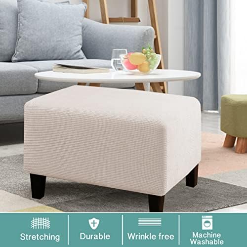 Turquoize Stretch Ottoman Cover with Elastic Bottom