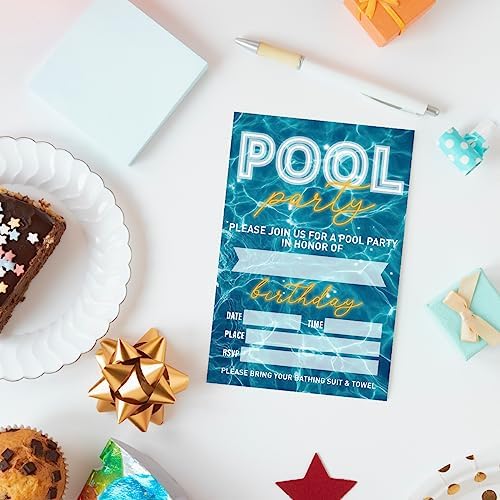 Birthday Invitations Pool Party Set of 20