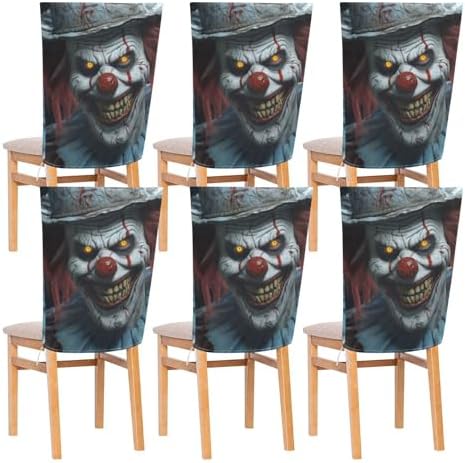 2 Pcs Clown Halloween Chair Back Covers for Dining Chairs