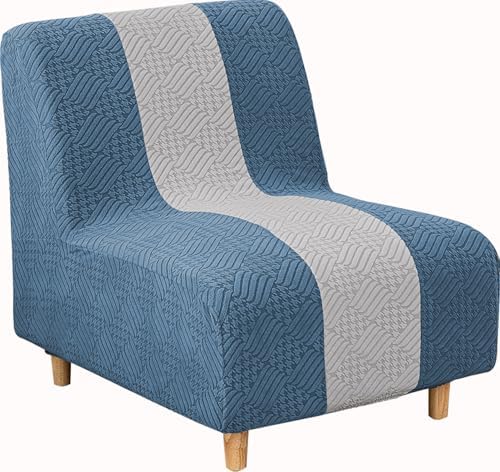 Lavish Cover Armless Chair Slipcover in Blue and Light Grey