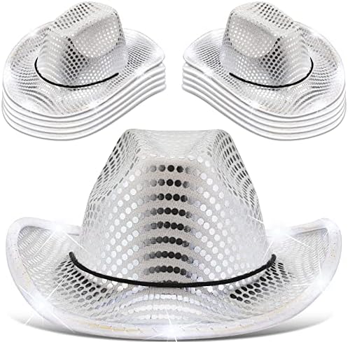 Kigeli 10 Pcs LED Cowboy Hat for Costume