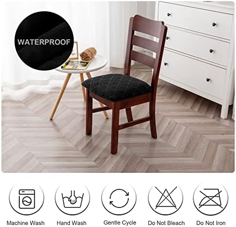 Genina Waterproof Dining Chair Covers 4 PCS Jacquard-Black