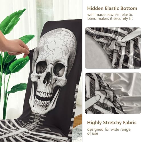 Halloween Skeleton Chair Covers Set of 2 for Dining Room and Kitchen