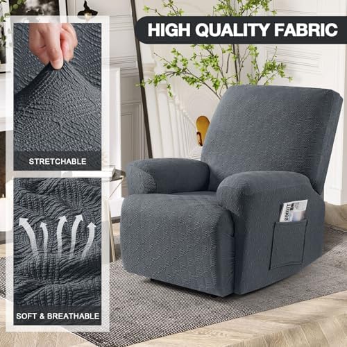 Timeles Recliner Chair Cover Stretch Soft Washable Gray