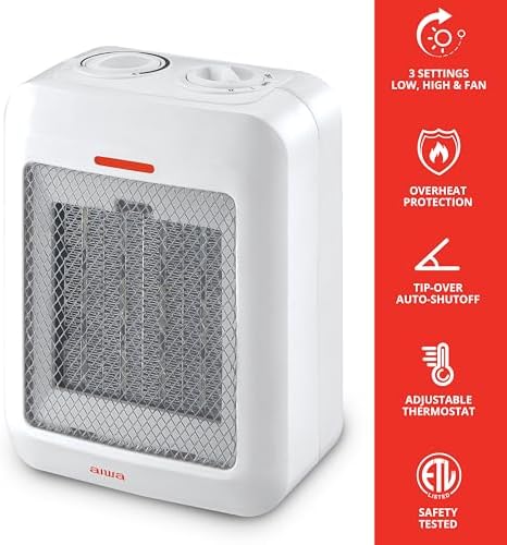 Aiwa Small Ceramic Room Heater with Overheat and Tip Over Protection 1