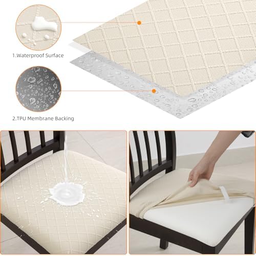 Fuloon Waterproof Seat Cushion Covers 6 PCS Beige