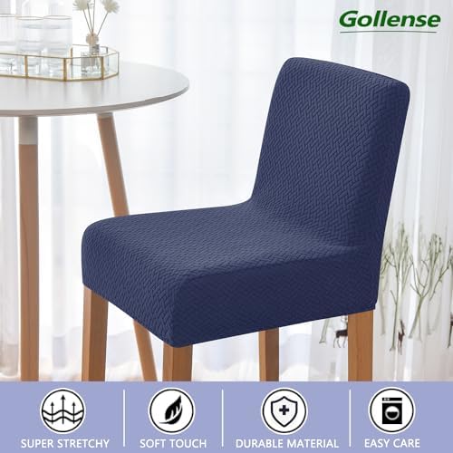 Gollense Bar Stool Covers Set of 4 Dark Blue