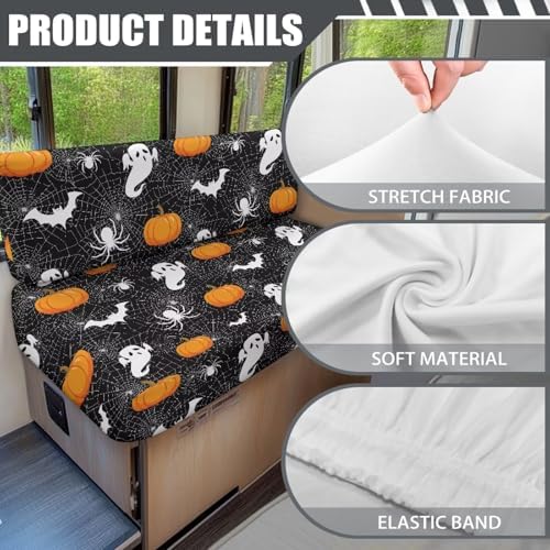 RV Dinette Cushion Covers Pumpkin Ghosts Halloween Stretch Camper Cushions