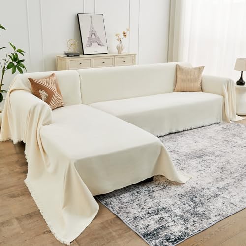 Sectional Couch Covers for Dogs 2 Pieces Chenille Sofa Slipcovers L Shaped