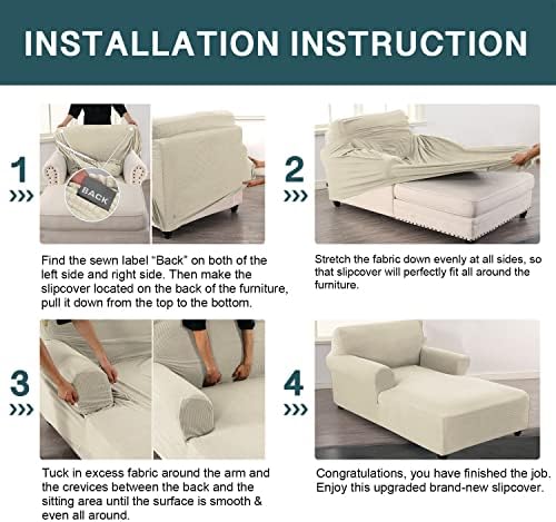 FantasDecor Chaise Lounge Cover with Armrests Beige
