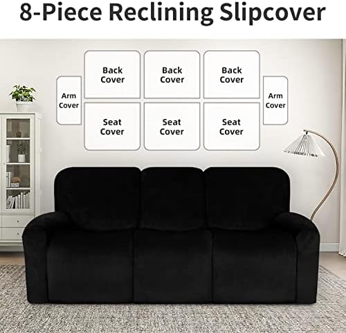 Easy-Going Velvet 8-Piece Recliner Couch Covers