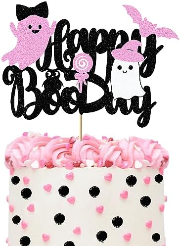 Pink Ghost Cake Toppers - Halloween Birthday Decorations 1
