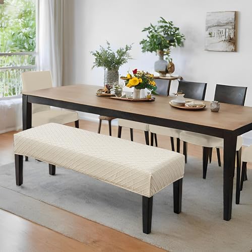 Genina Stretch Dining Bench Cover - Waterproof Jacquard Seat Protector
