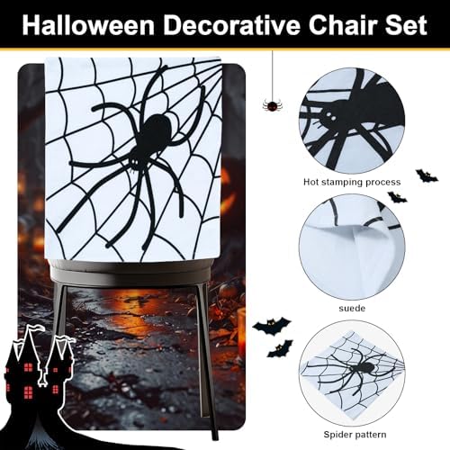 Halloween Chair Covers with Spider and Skeleton Design Set of 4