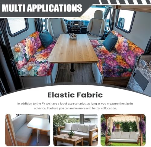 Boho Flower RV Dinette Cushion Covers for Pets and Couches