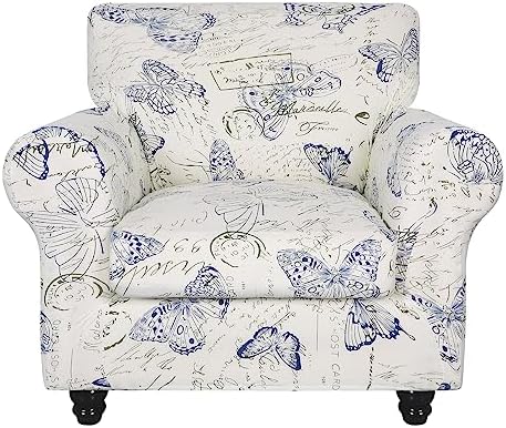 SearchI Stretch Armchair Slipcover with Cushion Cover Floral Pattern 2 Piece