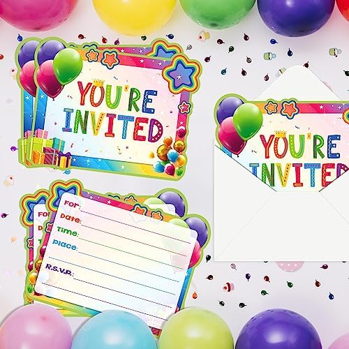 GOGOPARTY 20 Pcs Rainbow Birthday Invitations Set