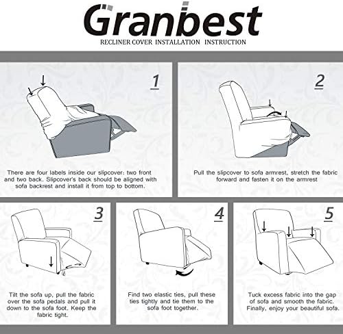 Granbest Premium Water Repellent Recliner Slipcover with Pockets Black