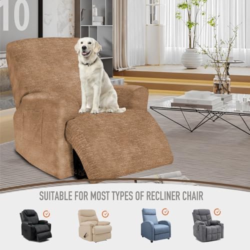 Maycelon Recliner Covers Stripe Jacquard Brown