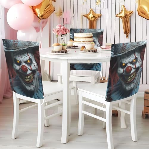 2 Pcs Clown Halloween Chair Back Covers for Dining Chairs
