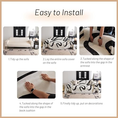 MYSKY HOME 91 x 150 Black Curve Sofa Slipcover