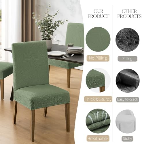 MOSAYT Waterproof Dining Chair Covers Set of 4 Green 1