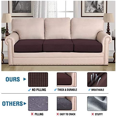 H Versailtex Super Stretch Sofa Slipcover Set of 3 Chocolate