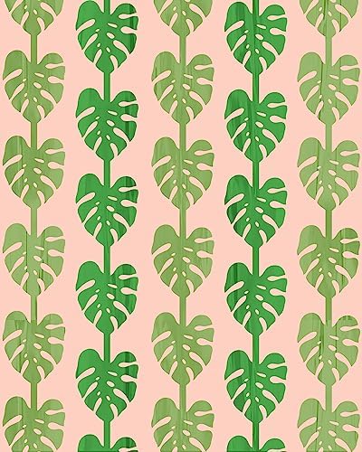 Jungle Leaf Foil Curtain Set of 2 3x7 ft