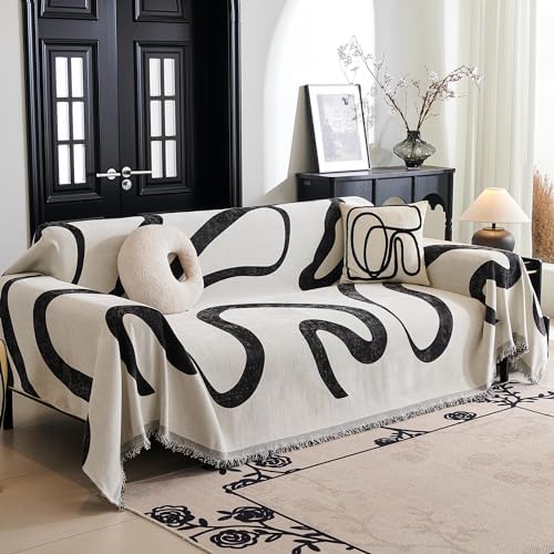 MYSKY HOME 91 x 150 Black Curve Sofa Slipcover