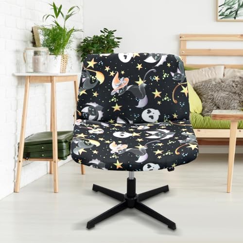 Halloween Black Cat Armless Chair Cover Protector 1