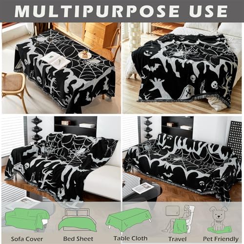 Cmfshape Halloween Sofa Slipcover with Spider Webs and Ghost Pattern 1