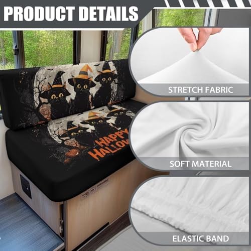 Wetoricau Cat Halloween Pattern 2PCS Sofa Slipcover